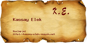 Kassay Elek névjegykártya